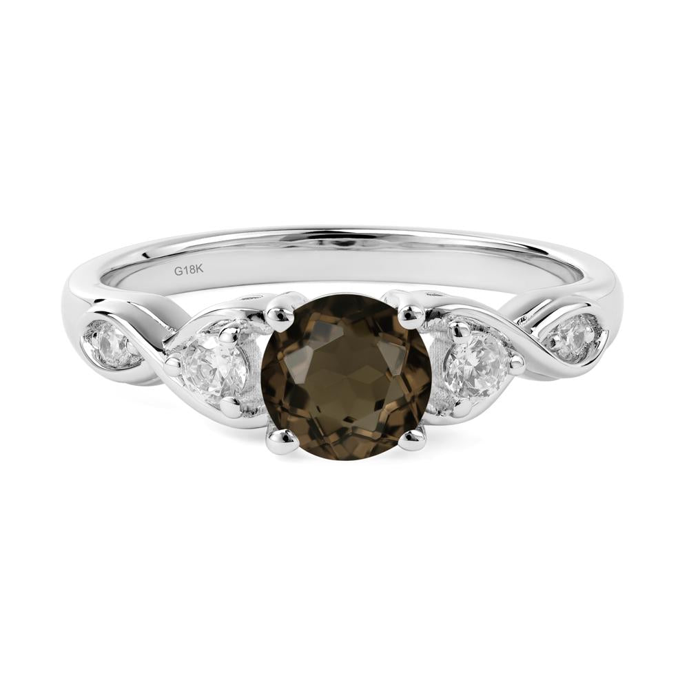 Round Smoky Quartz Ring Wedding Ring - LUO Jewelry #metal_18k white gold