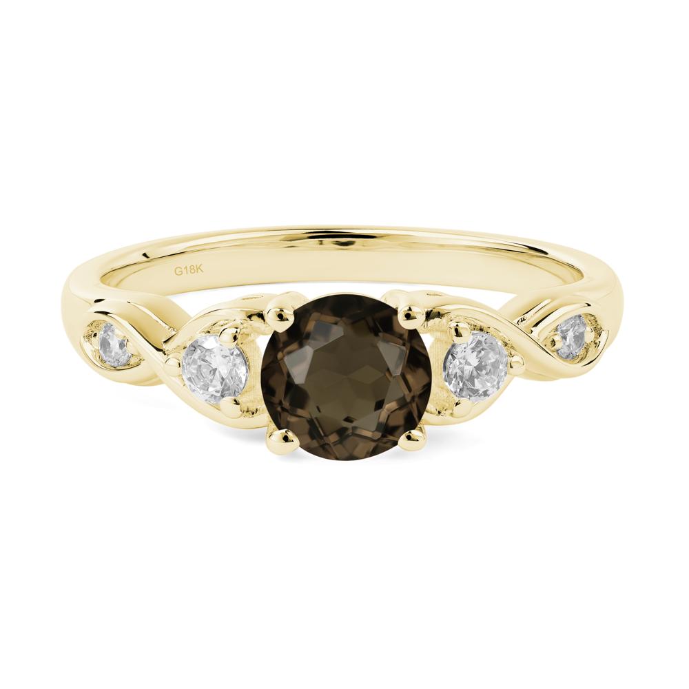 Round Smoky Quartz Ring Wedding Ring - LUO Jewelry #metal_18k yellow gold