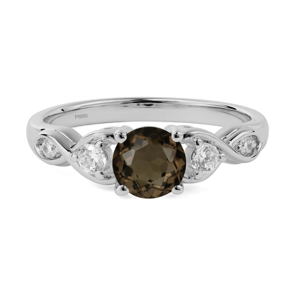 Round Smoky Quartz Ring Wedding Ring - LUO Jewelry #metal_platinum