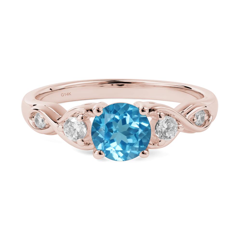 Round Swiss Blue Topaz Ring Wedding Ring - LUO Jewelry #metal_14k rose gold