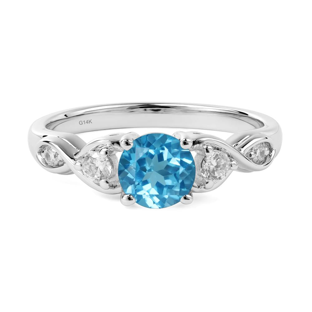 Round Swiss Blue Topaz Ring Wedding Ring - LUO Jewelry #metal_14k white gold