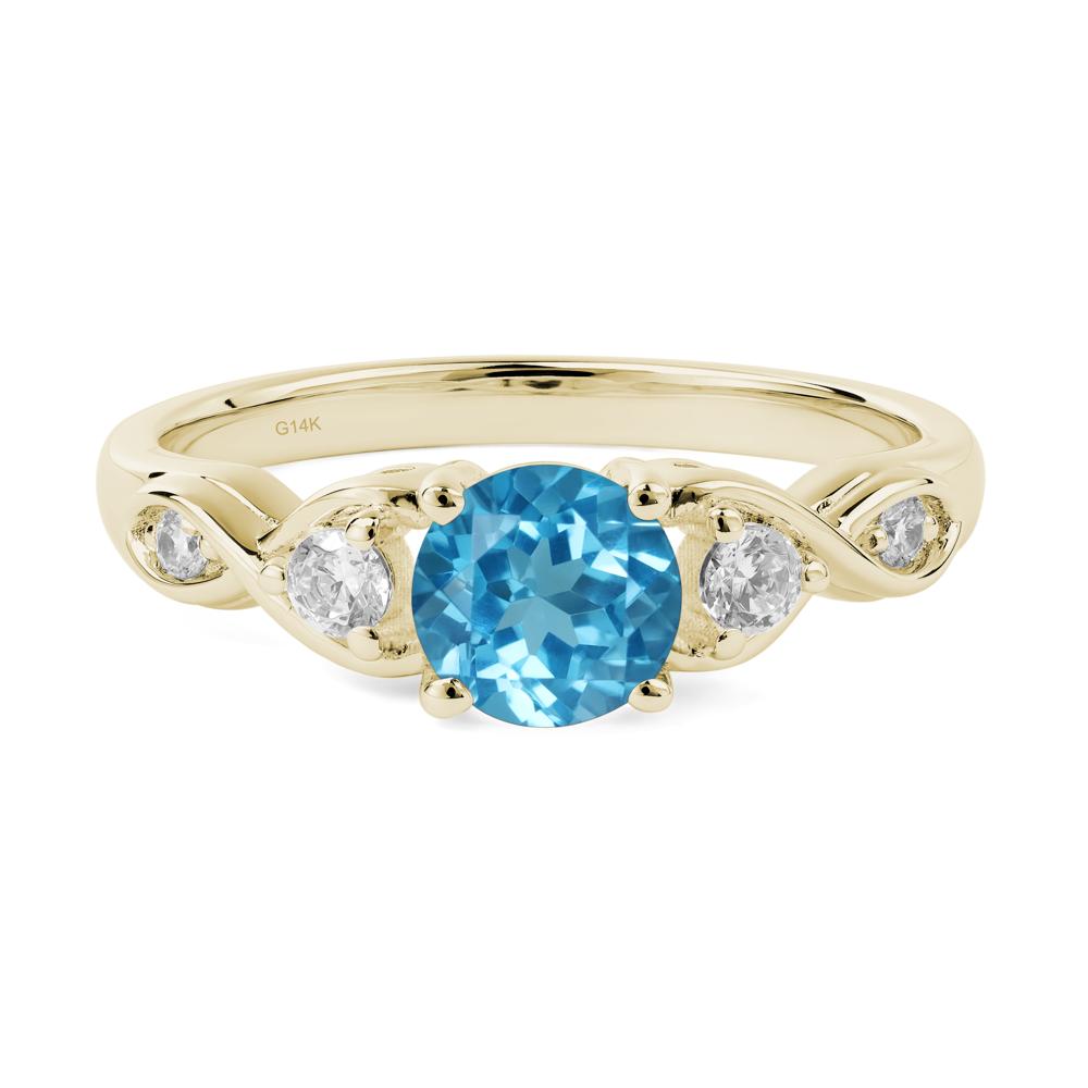 Round Swiss Blue Topaz Ring Wedding Ring - LUO Jewelry #metal_14k yellow gold
