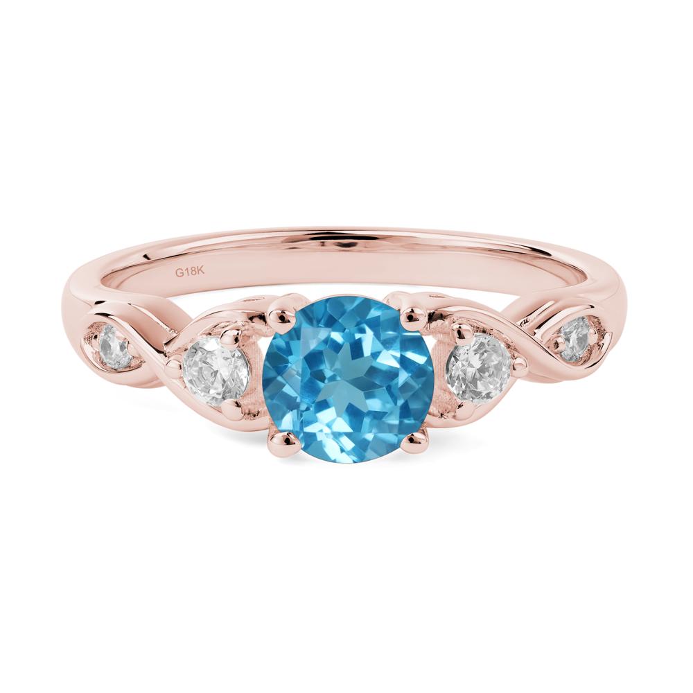 Round Swiss Blue Topaz Ring Wedding Ring - LUO Jewelry #metal_18k rose gold