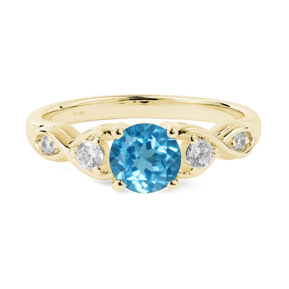 Round Swiss Blue Topaz Ring Wedding Ring - LUO Jewelry #metal_18k yellow gold