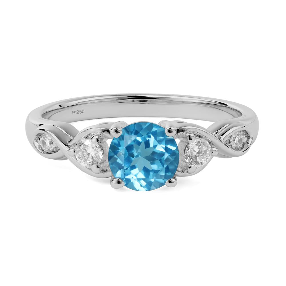Round Swiss Blue Topaz Ring Wedding Ring - LUO Jewelry #metal_platinum