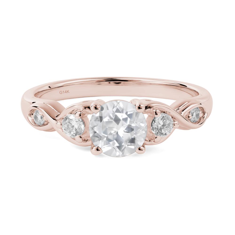 Round White Topaz Ring Wedding Ring - LUO Jewelry #metal_14k rose gold