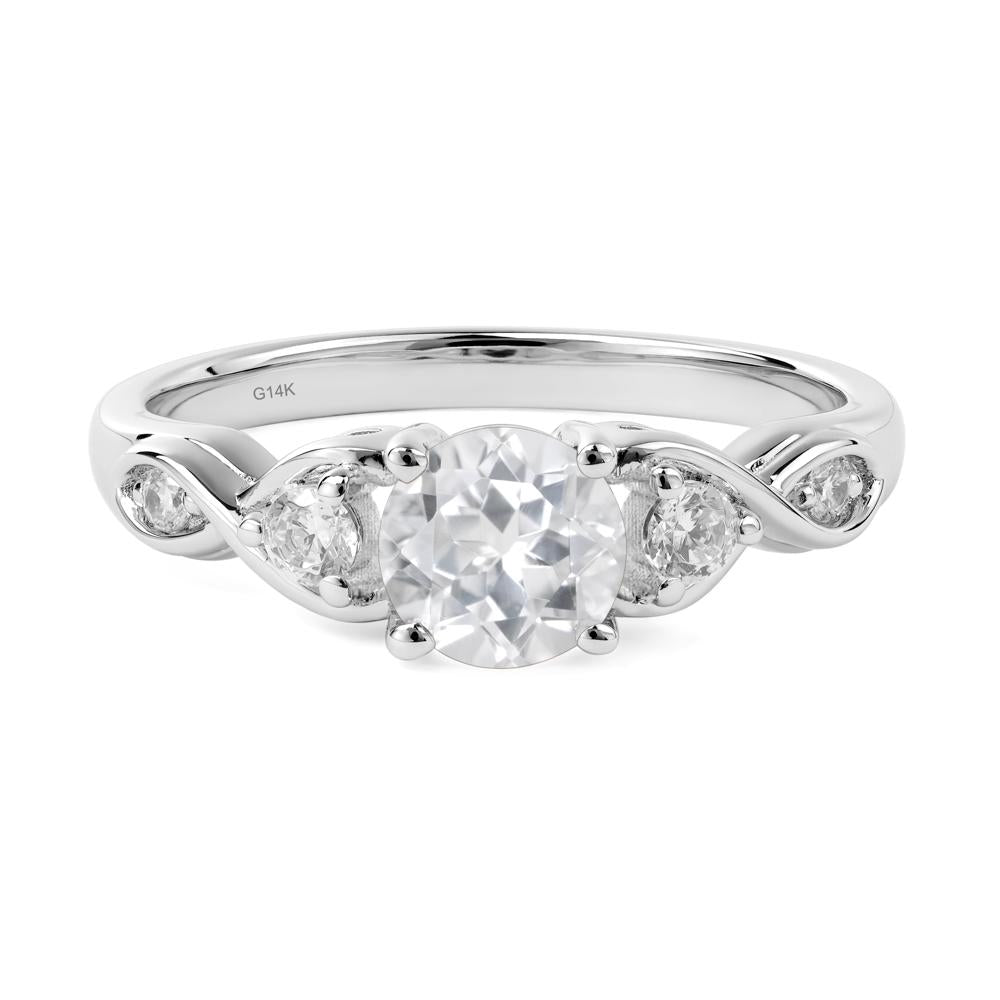 Round White Topaz Ring Wedding Ring - LUO Jewelry #metal_14k white gold