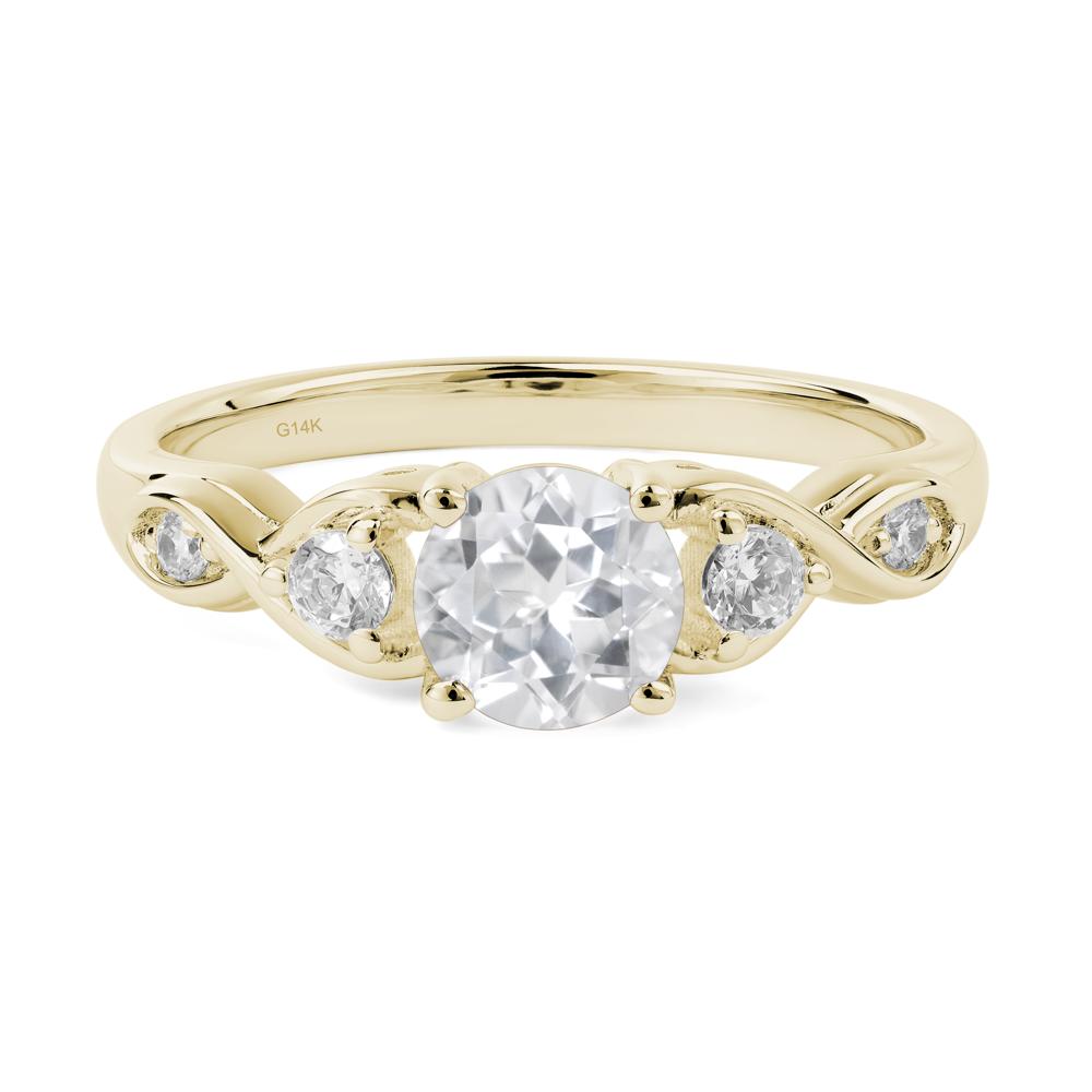 Round White Topaz Ring Wedding Ring - LUO Jewelry #metal_14k yellow gold