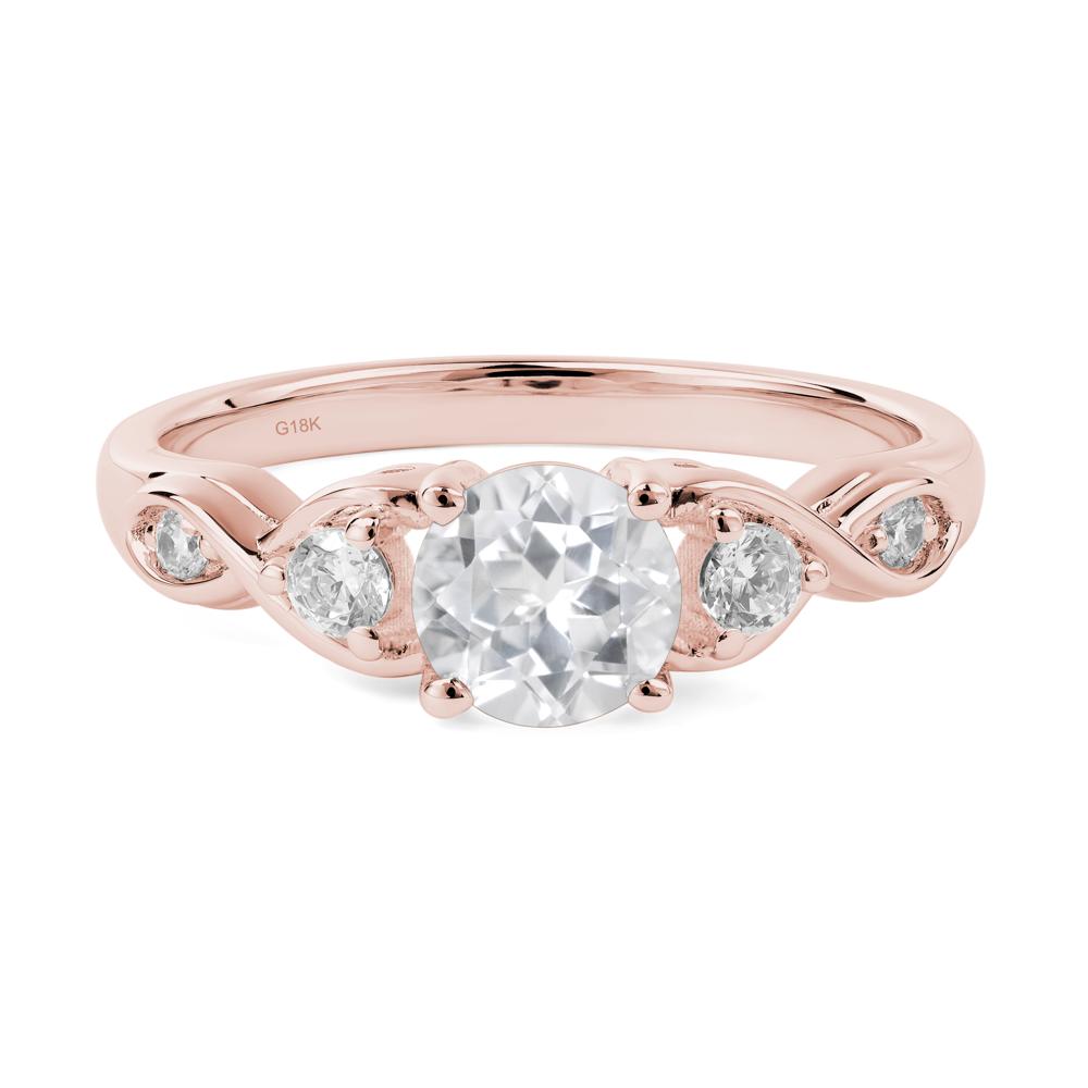 Round White Topaz Ring Wedding Ring - LUO Jewelry #metal_18k rose gold