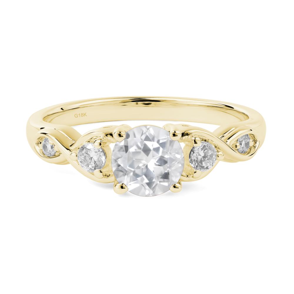 Round White Topaz Ring Wedding Ring - LUO Jewelry #metal_18k yellow gold