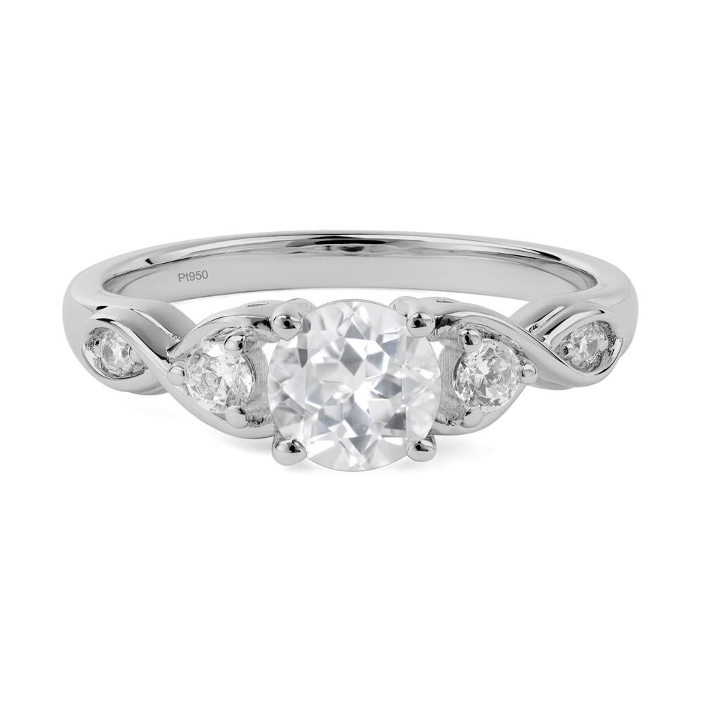 Round White Topaz Ring Wedding Ring - LUO Jewelry #metal_platinum