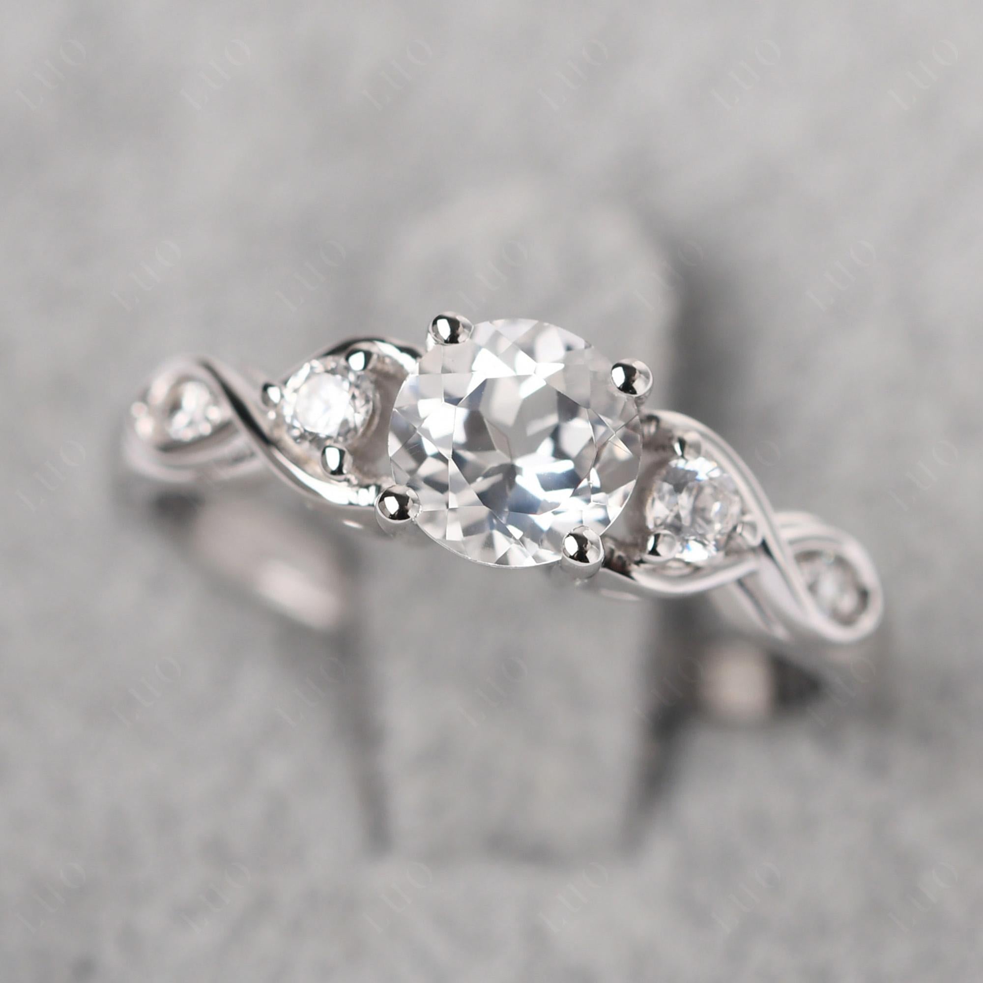 Round White Topaz Ring Wedding Ring - LUO Jewelry