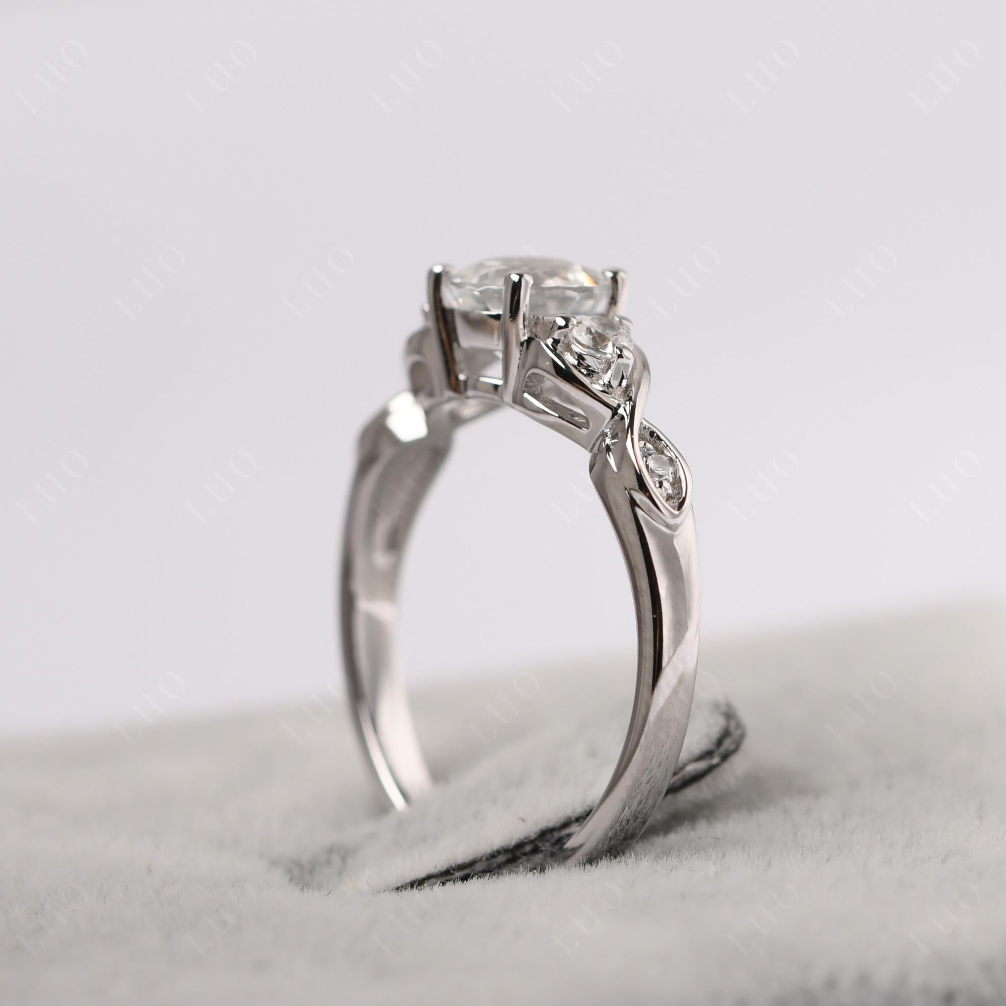 Round White Topaz Ring Wedding Ring - LUO Jewelry