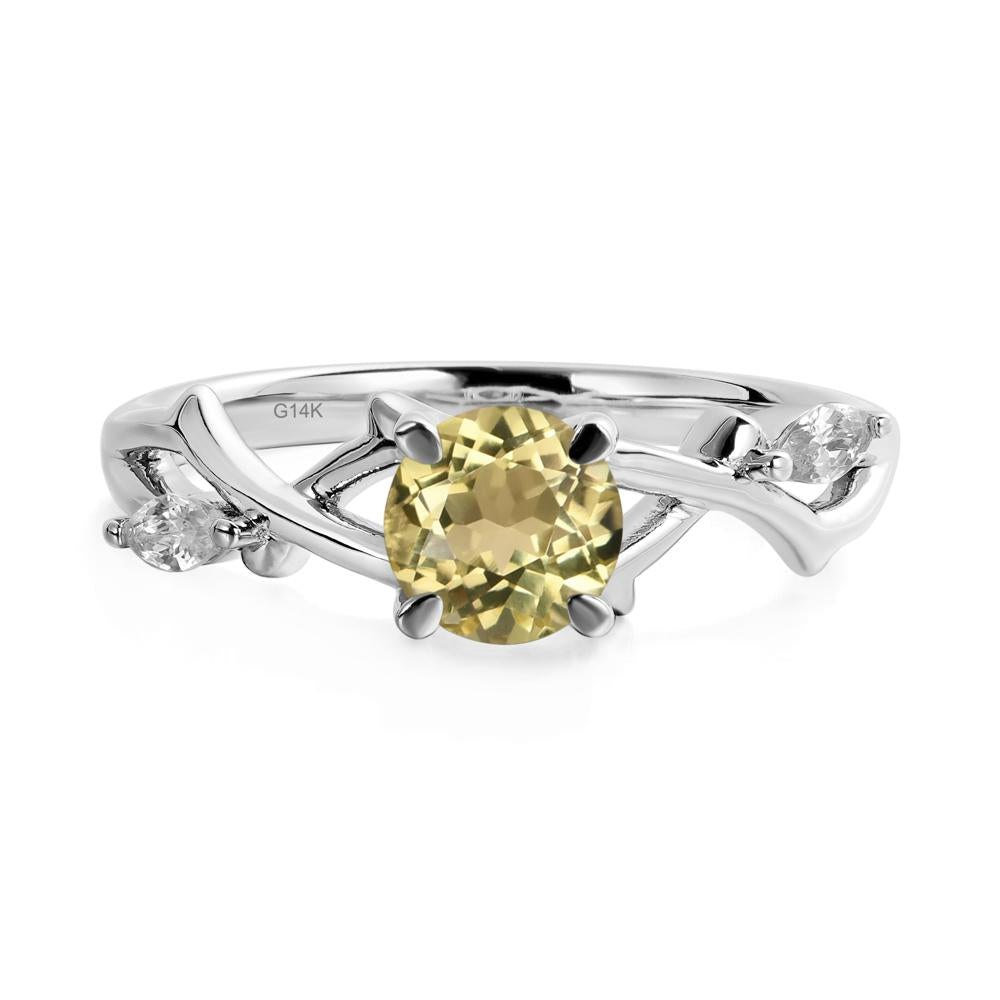 Twig Lemon Quartz Engagement Ring - LUO Jewelry #metal_14k white gold
