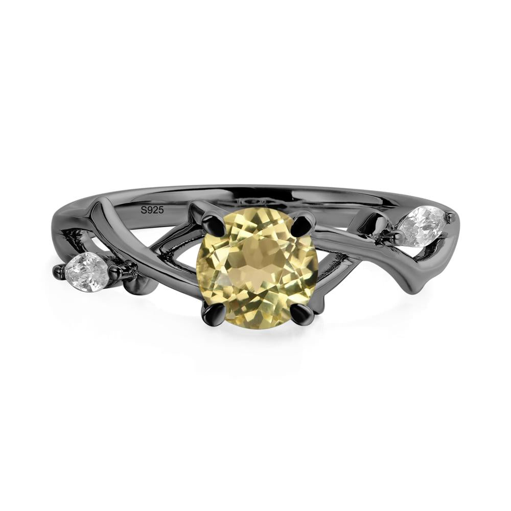 Twig Lemon Quartz Engagement Ring - LUO Jewelry #metal_black finish sterling silver