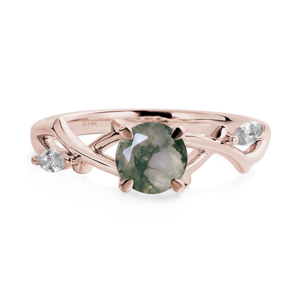 Twig Moss Agate Engagement Ring - LUO Jewelry #metal_14k rose gold