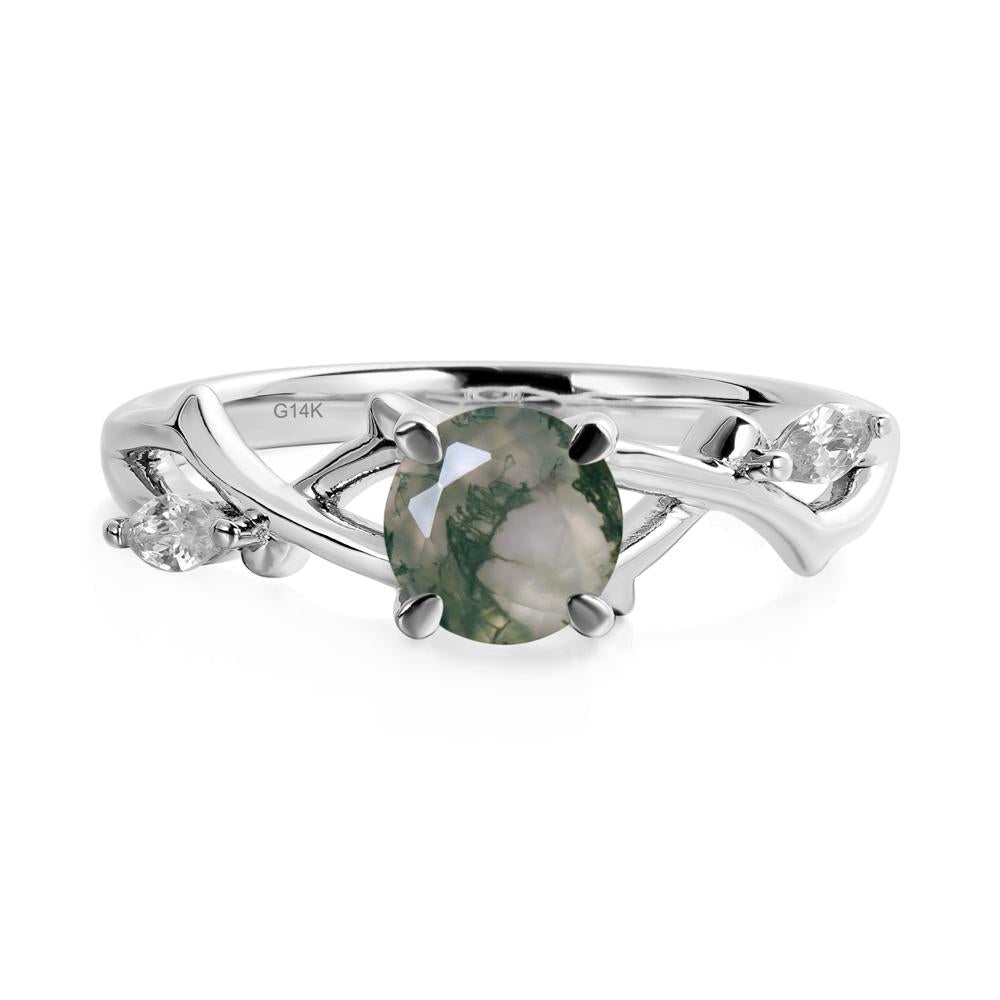 Twig Moss Agate Engagement Ring - LUO Jewelry #metal_14k white gold