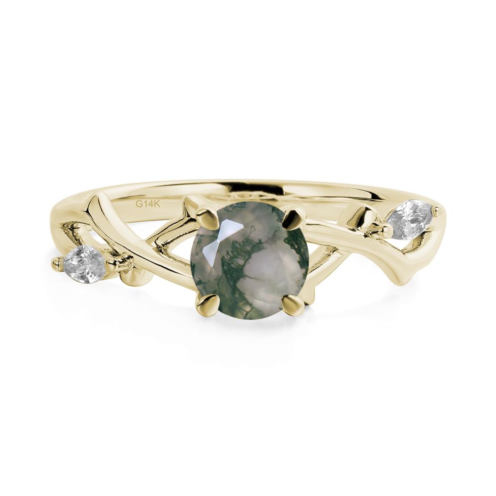 Twig Moss Agate Engagement Ring - LUO Jewelry #metal_14k yellow gold