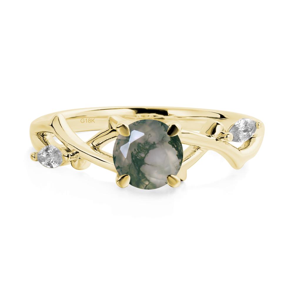 Twig Moss Agate Engagement Ring - LUO Jewelry #metal_18k yellow gold