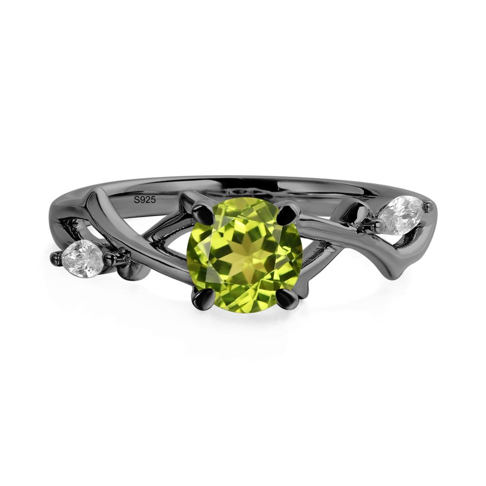 Twig Peridot Engagement Ring - LUO Jewelry #metal_black finish sterling silver