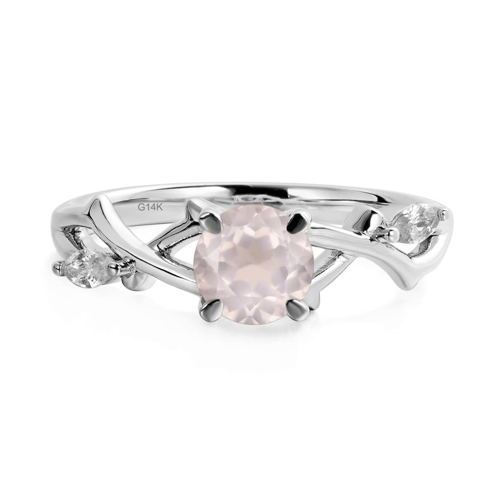 Twig Rose Quartz Engagement Ring - LUO Jewelry #metal_14k white gold