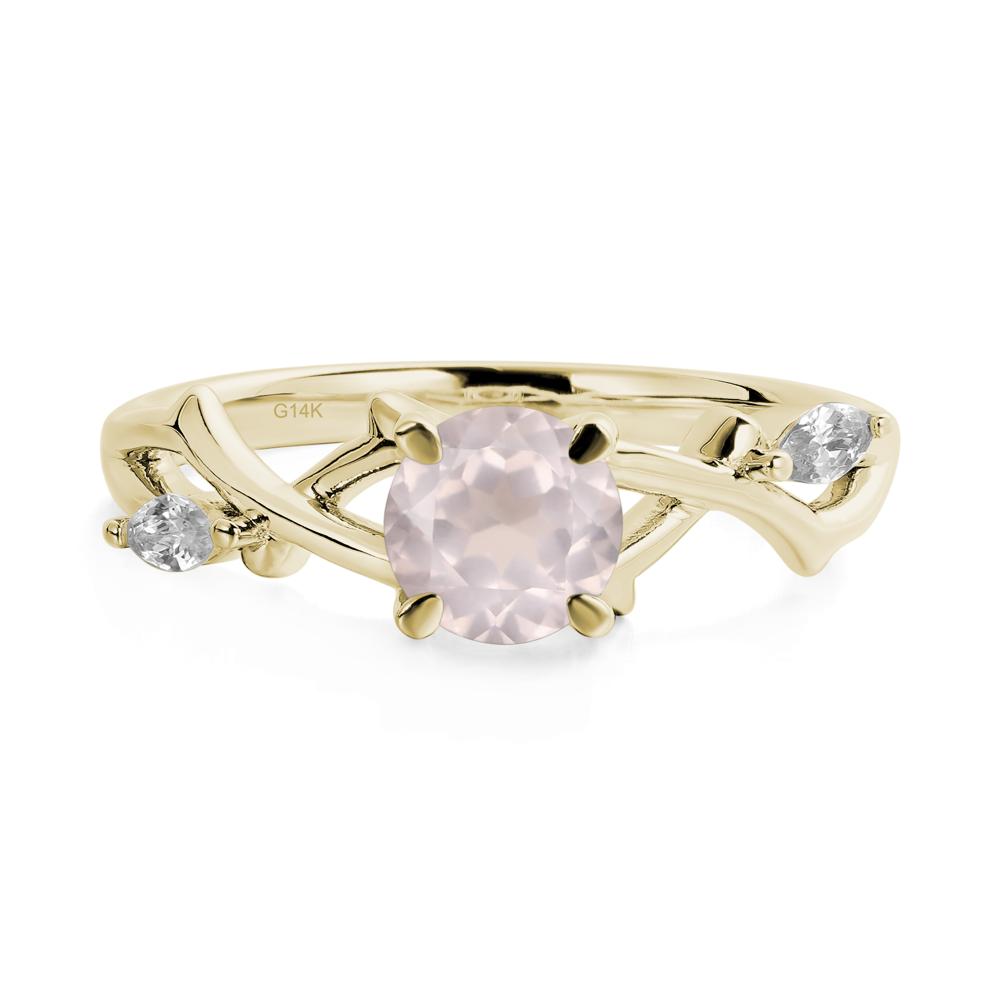 Twig Rose Quartz Engagement Ring - LUO Jewelry #metal_14k yellow gold