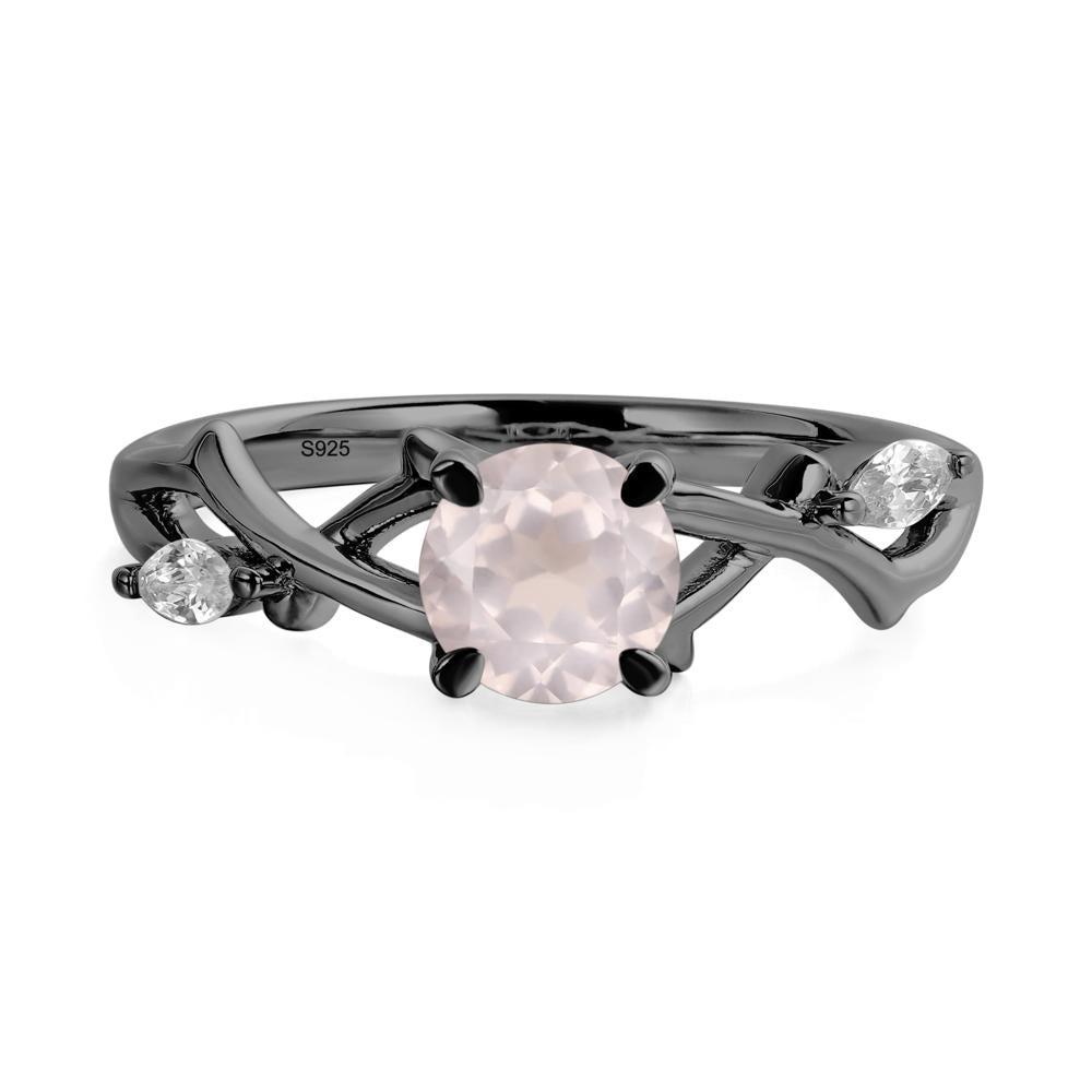 Twig Rose Quartz Engagement Ring - LUO Jewelry #metal_black finish sterling silver