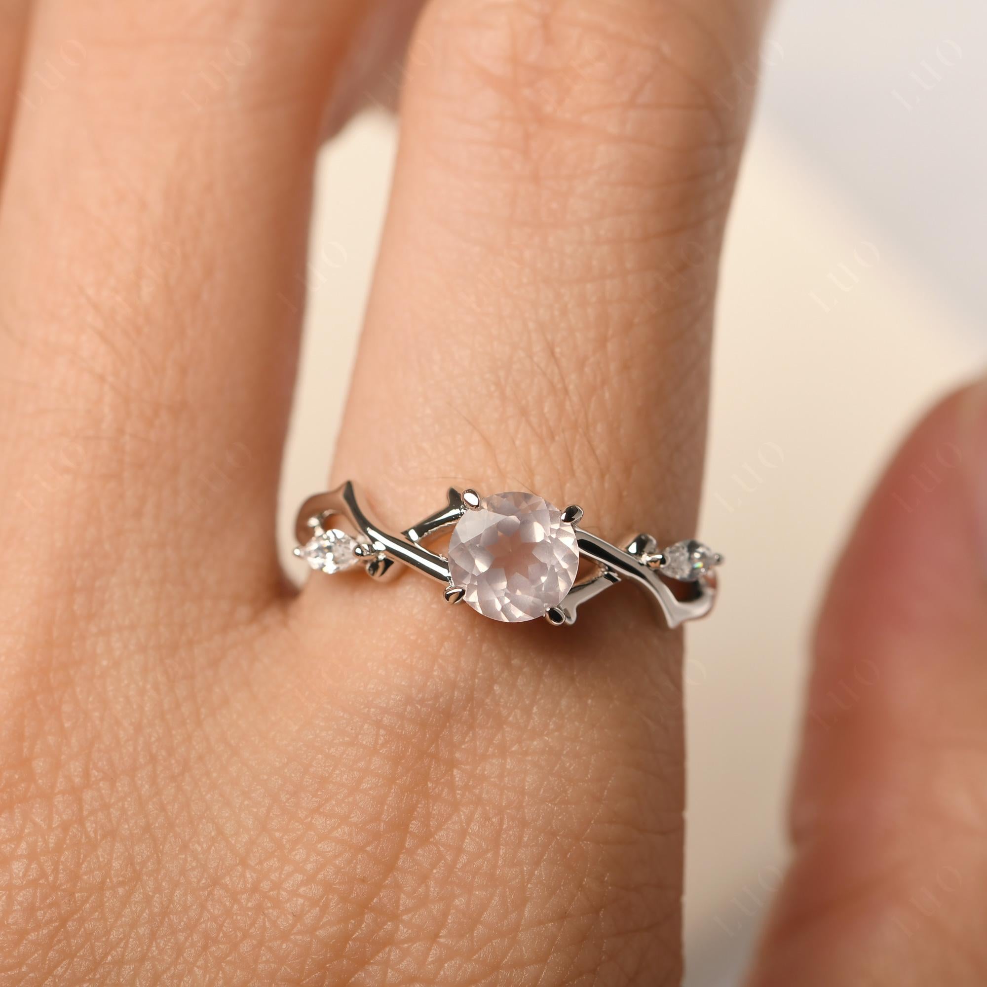 Twig Rose Quartz Engagement Ring - LUO Jewelry