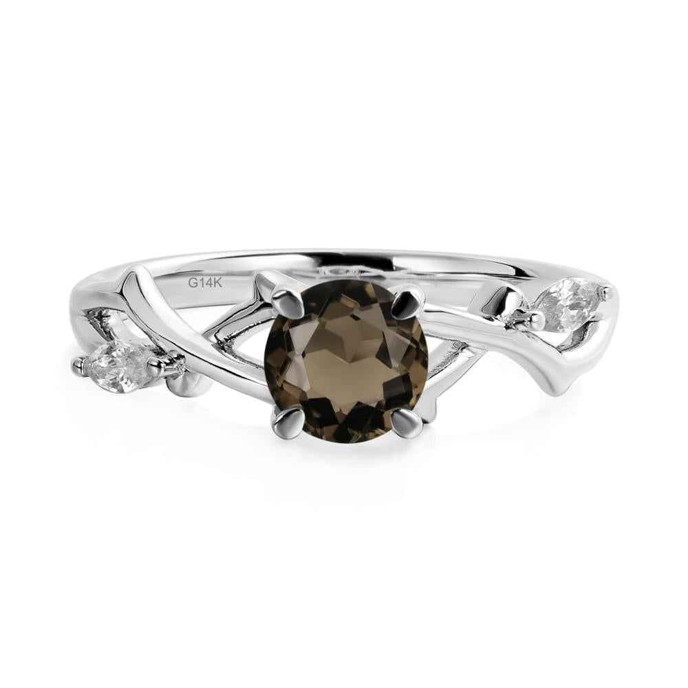 Twig Smoky Quartz Engagement Ring - LUO Jewelry #metal_14k white gold