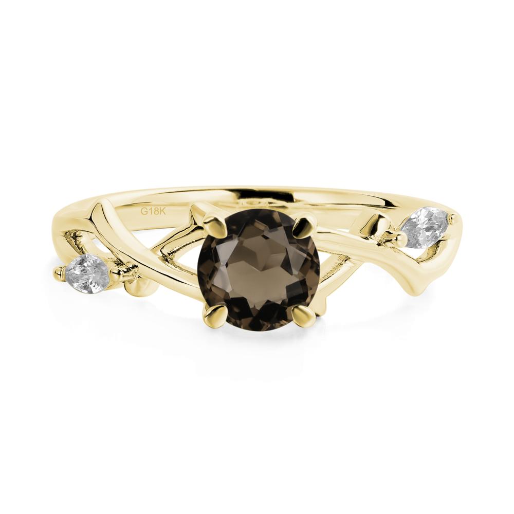 Twig Smoky Quartz Engagement Ring - LUO Jewelry #metal_18k yellow gold