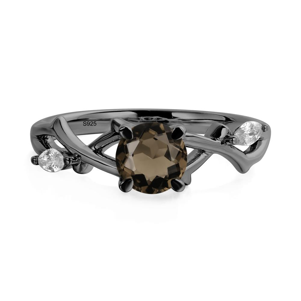 Twig Smoky Quartz Engagement Ring - LUO Jewelry #metal_black finish sterling silver