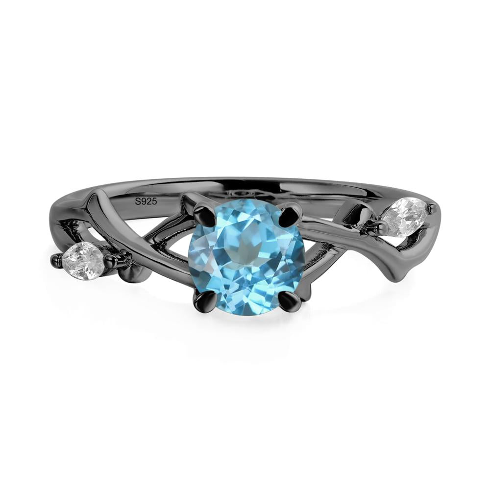 Twig Swiss Blue Topaz Engagement Ring - LUO Jewelry #metal_black finish sterling silver