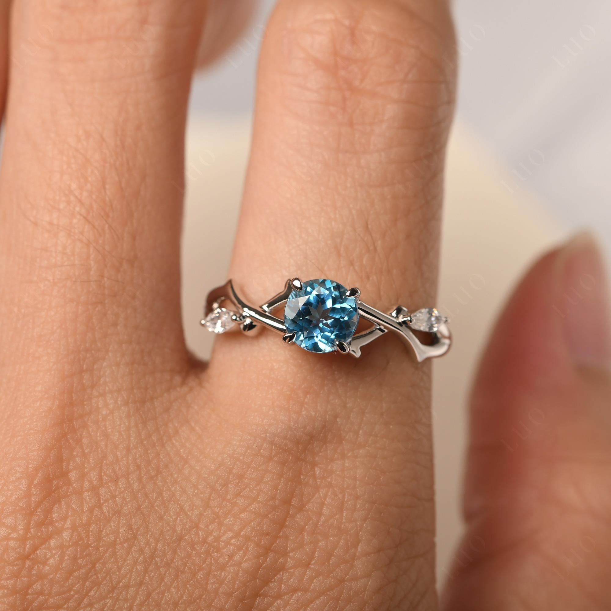 Twig Swiss Blue Topaz Engagement Ring - LUO Jewelry