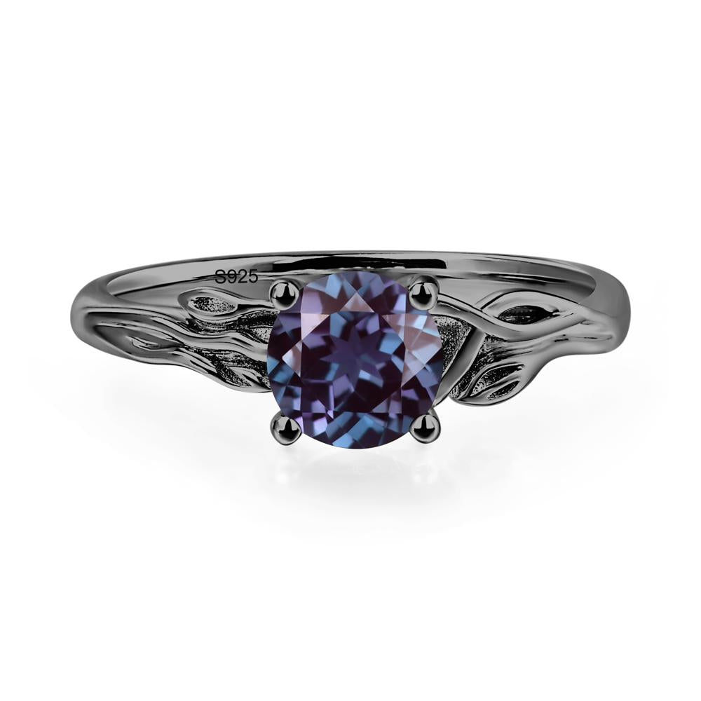 Petite Alexandrite Tender Leaf Ring - LUO Jewelry #metal_black finish sterling silver