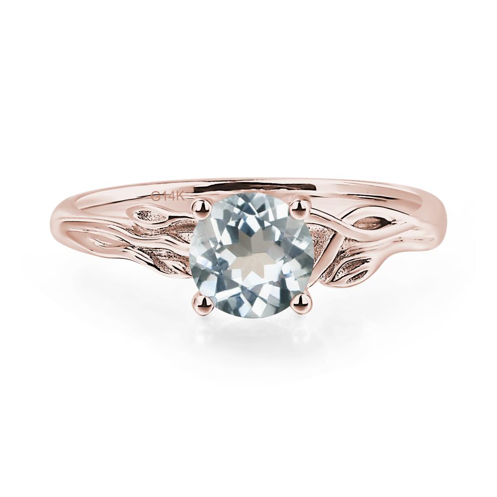 Petite Aquamarine Tender Leaf Ring - LUO Jewelry #metal_14k rose gold