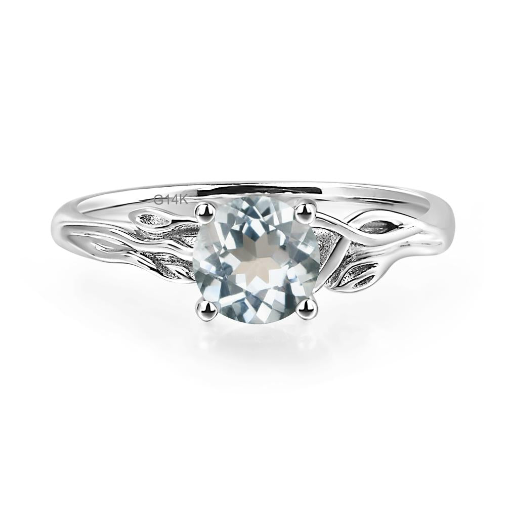 Petite Aquamarine Tender Leaf Ring - LUO Jewelry #metal_14k white gold