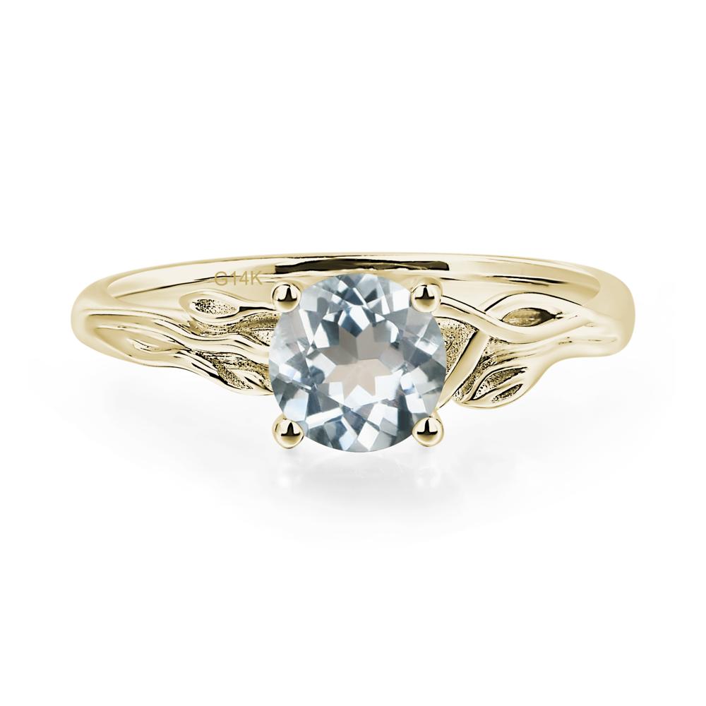 Petite Aquamarine Tender Leaf Ring - LUO Jewelry #metal_14k yellow gold