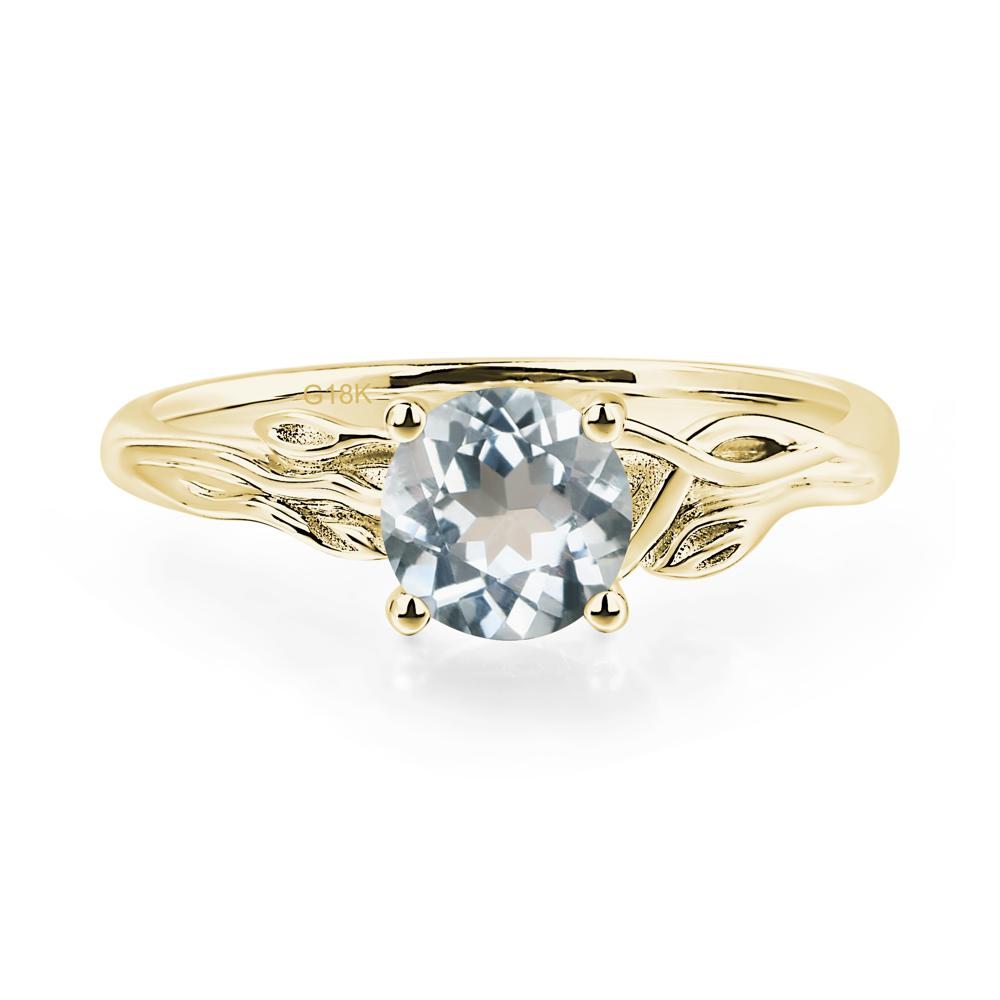 Petite Aquamarine Tender Leaf Ring - LUO Jewelry #metal_18k yellow gold