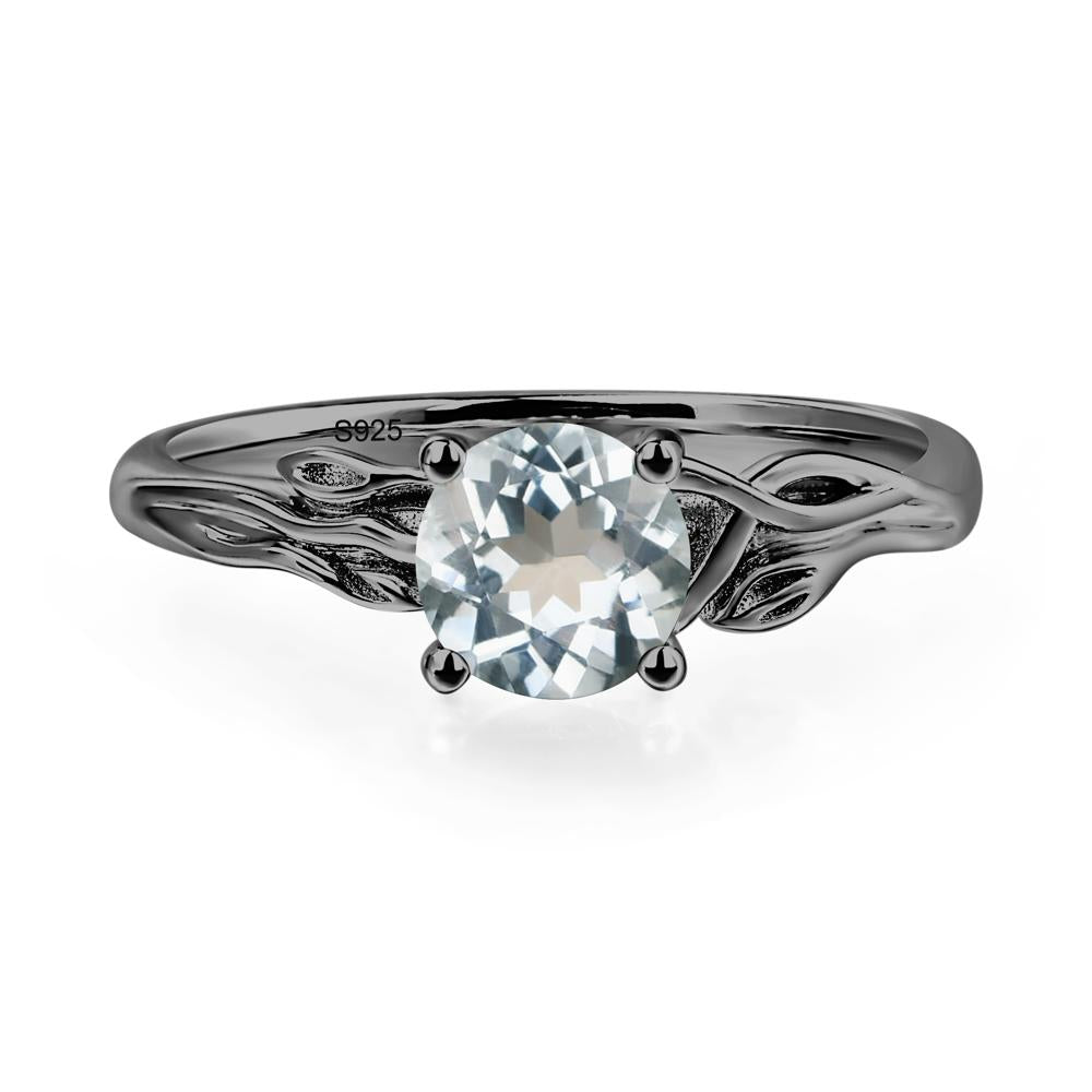 Petite Aquamarine Tender Leaf Ring - LUO Jewelry #metal_black finish sterling silver