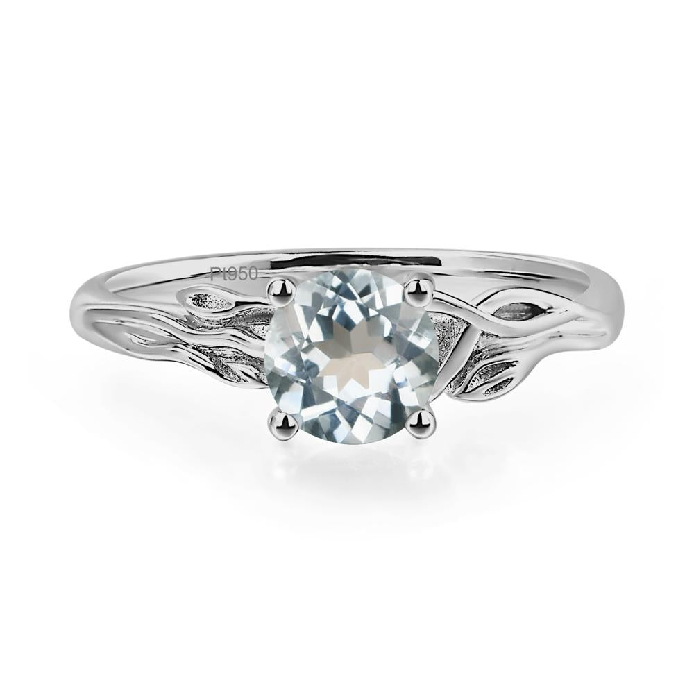 Petite Aquamarine Tender Leaf Ring - LUO Jewelry #metal_platinum