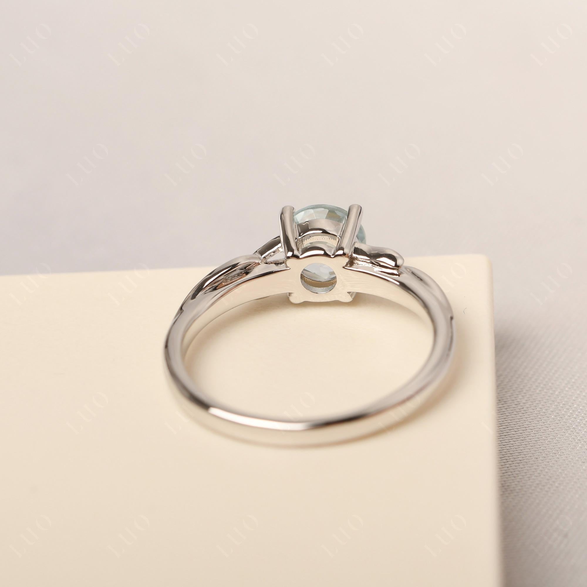 Petite Aquamarine Tender Leaf Ring - LUO Jewelry