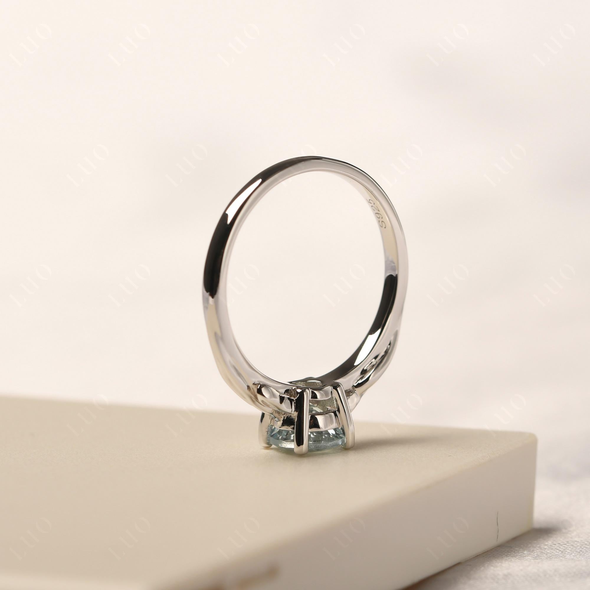 Petite Aquamarine Tender Leaf Ring - LUO Jewelry