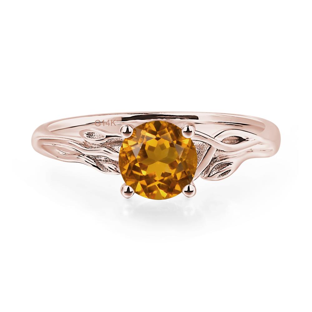 Petite Citrine Tender Leaf Ring - LUO Jewelry #metal_14k rose gold