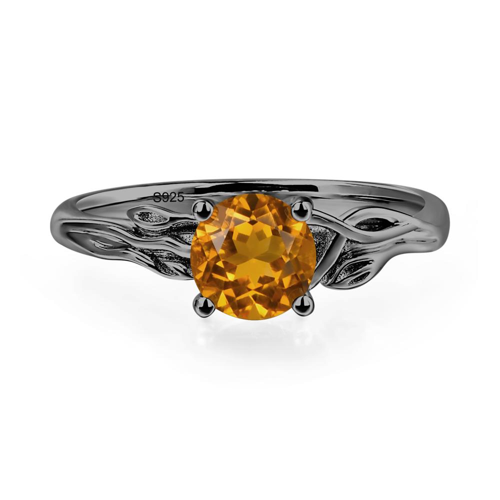 Petite Citrine Tender Leaf Ring - LUO Jewelry #metal_black finish sterling silver