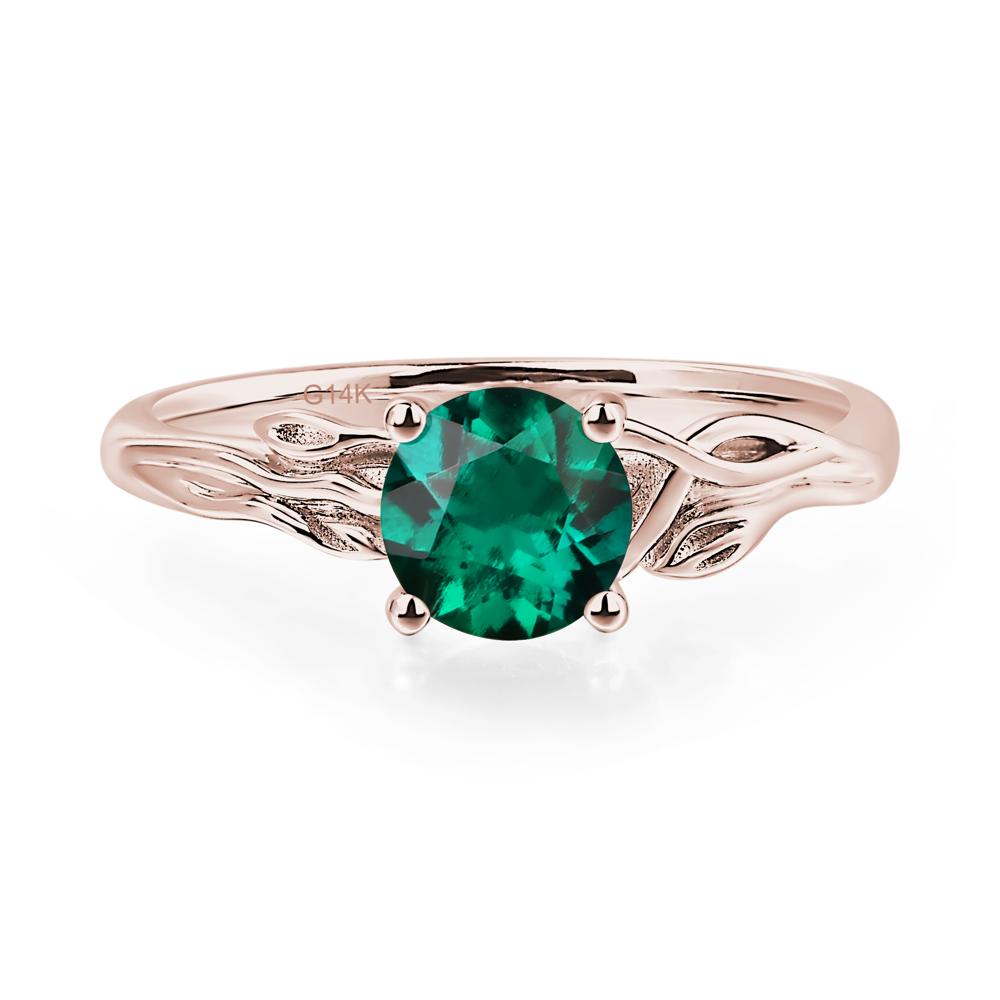 Petite Lab Grown Emerald Tender Leaf Ring - LUO Jewelry #metal_14k rose gold