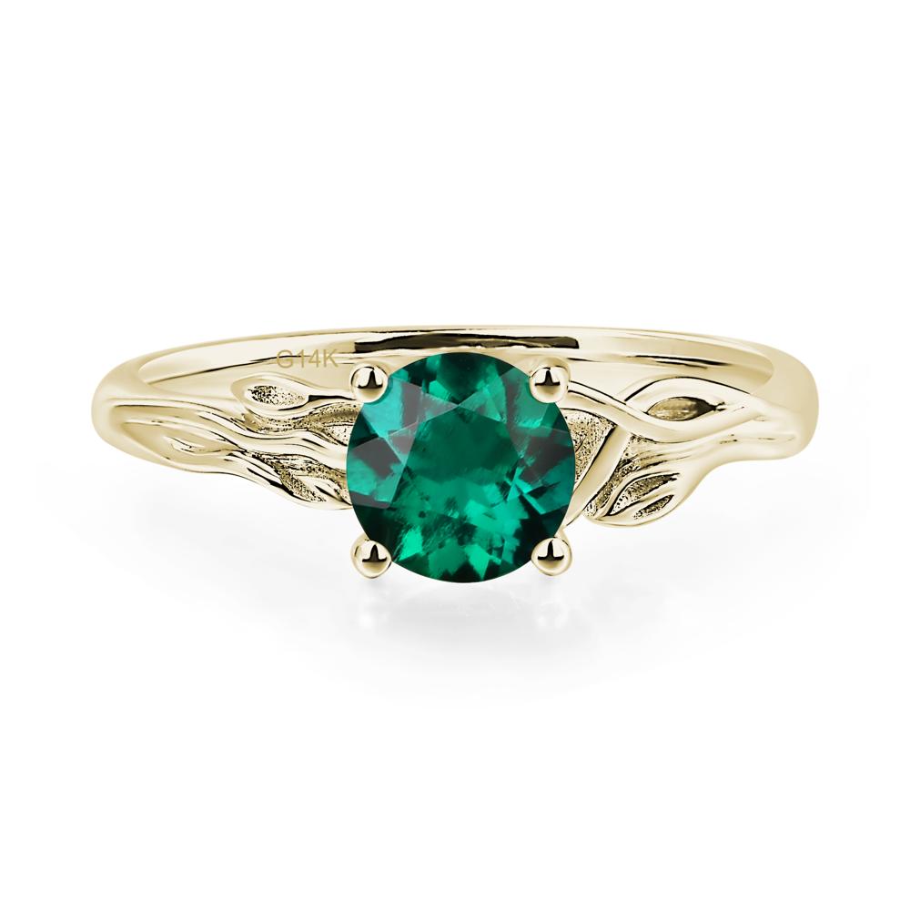 Petite Lab Grown Emerald Tender Leaf Ring - LUO Jewelry #metal_14k yellow gold
