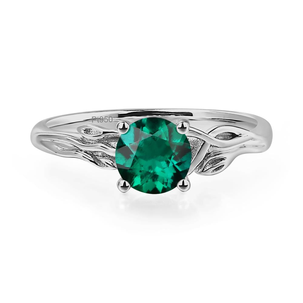 Petite Lab Grown Emerald Tender Leaf Ring - LUO Jewelry #metal_platinum