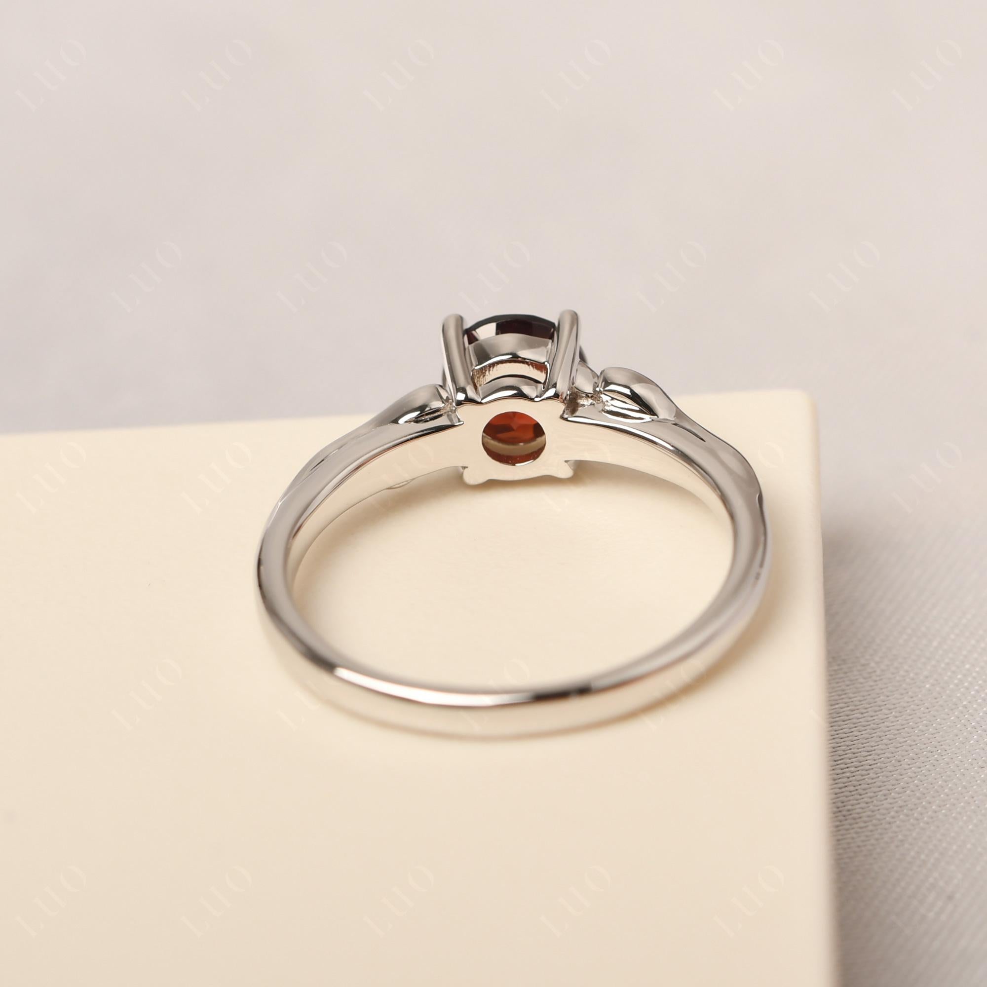 Petite Garnet Tender Leaf Ring - LUO Jewelry