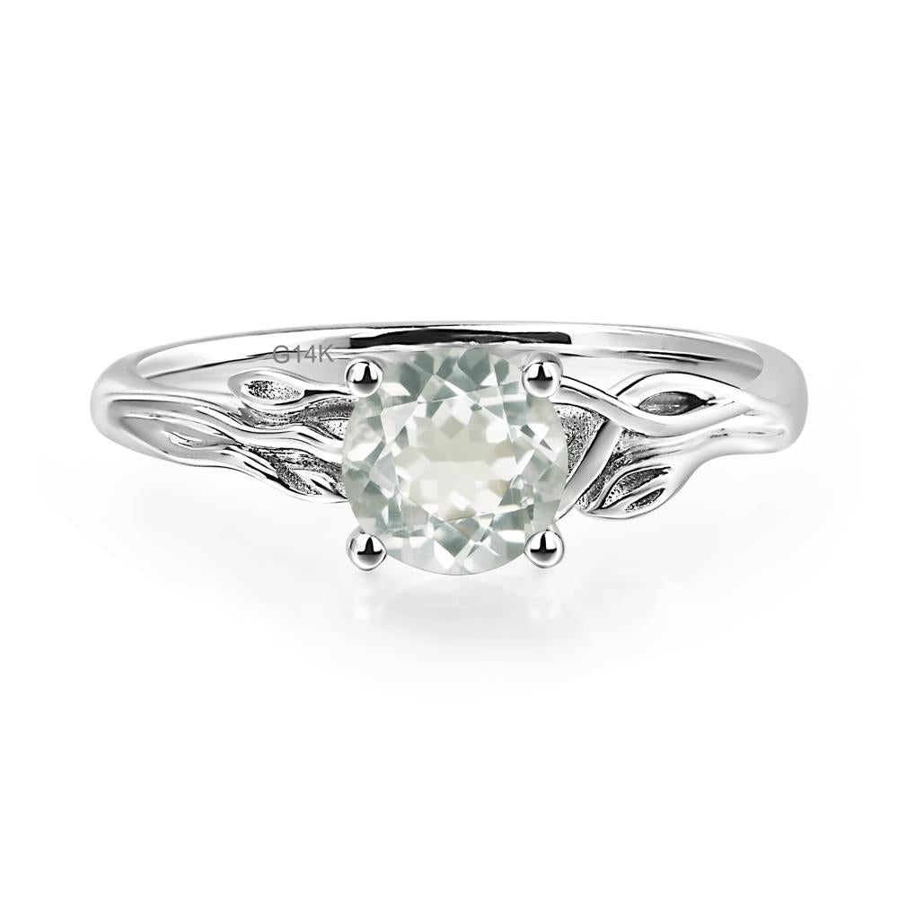 Petite Green Amethyst Tender Leaf Ring - LUO Jewelry #metal_14k white gold