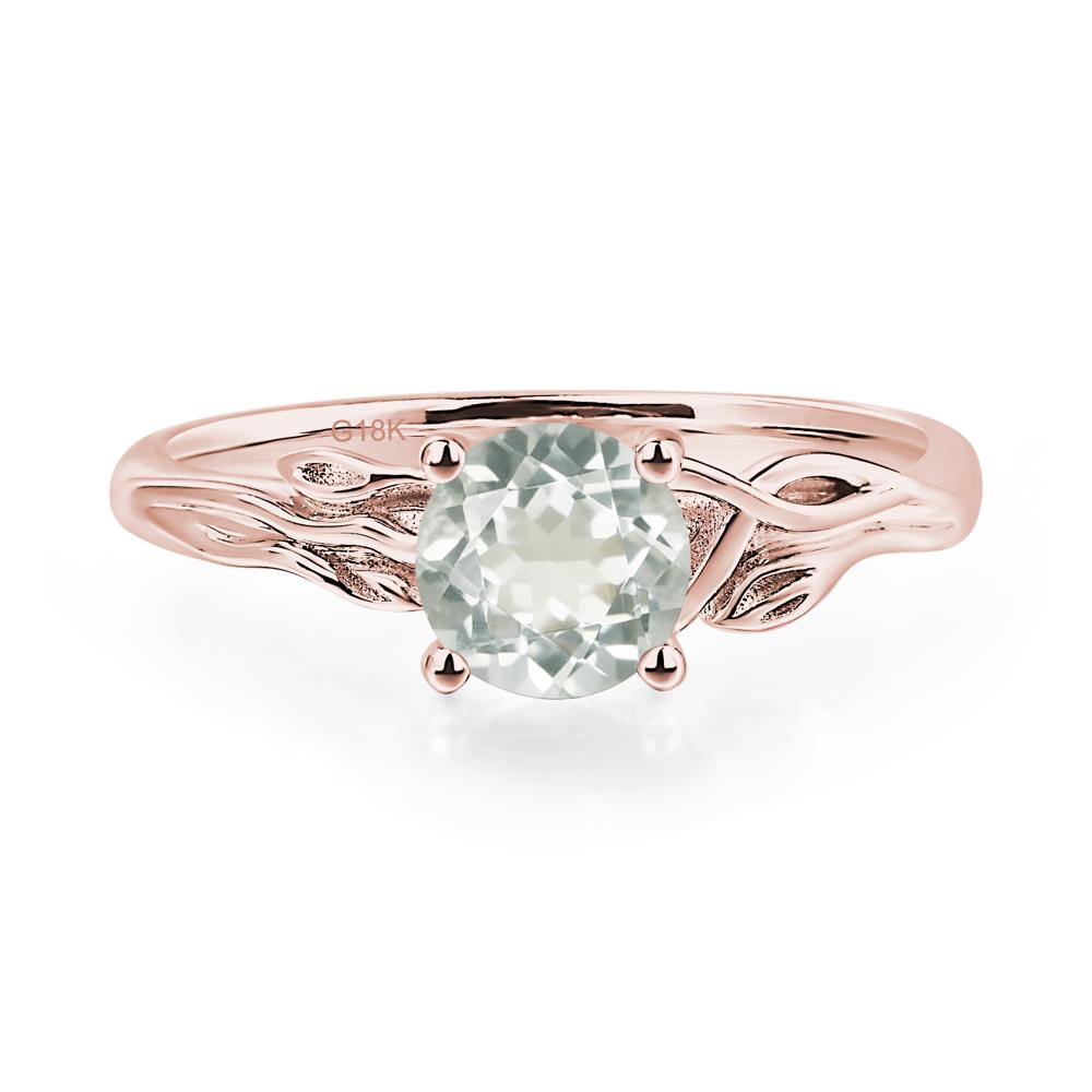 Petite Green Amethyst Tender Leaf Ring - LUO Jewelry #metal_18k rose gold